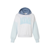 MAMA Colorblock Cropped Hoodie – Soft Sueded Mom Sweatshirt