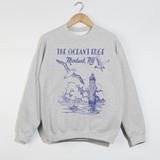 Montauk Lighthouse “The Ocean’s Edge” Coastal Graphic Crewneck Sweatshirt