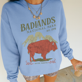 Badlands National Park Graphic Sweatshirt – Vintage Buffalo South Dakota Crewneck