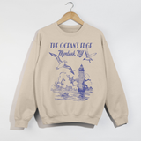 Montauk Lighthouse “The Ocean’s Edge” Coastal Graphic Crewneck Sweatshirt