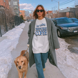 No Talky Before Coffee Crewneck Sweatshirt – Retro Blue Lettering Graphic